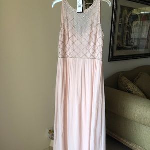 Adriana Papell SLVSS bead bodice chiffon gown